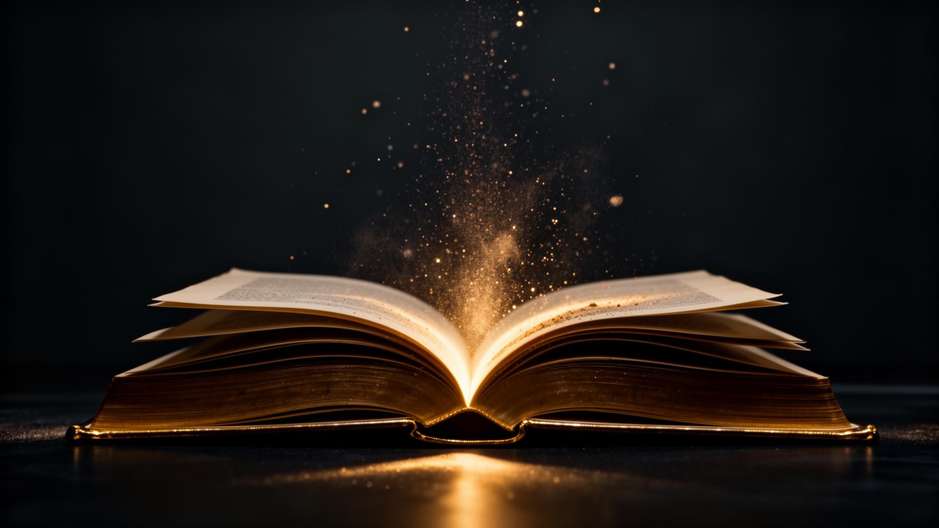 Open book glowing with gold light